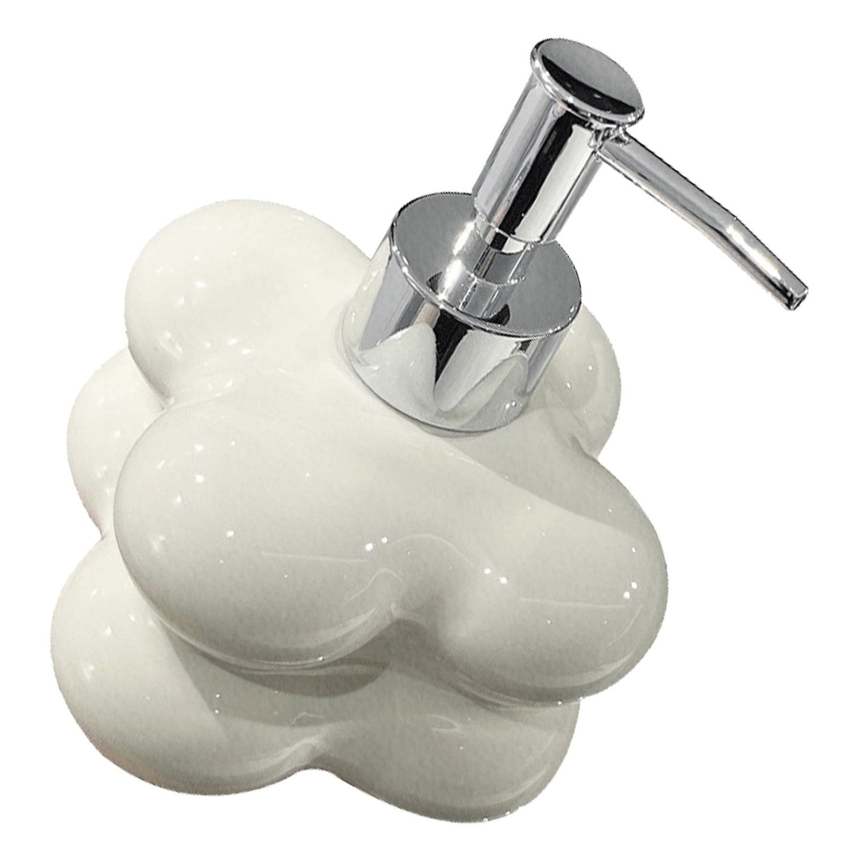 Cloud Press Pump Bottle Ceramic Reusable Decoration Refillable Cloud Shape Dispenser Bottle for Bathroom Milky White