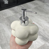 Cloud Press Pump Bottle Ceramic Reusable Decoration Refillable Cloud Shape Dispenser Bottle for Bathroom Milky White - 45-Degree Angle