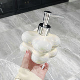 Cloud Press Pump Bottle Ceramic Reusable Decoration Refillable Cloud Shape Dispenser Bottle for Bathroom Milky White