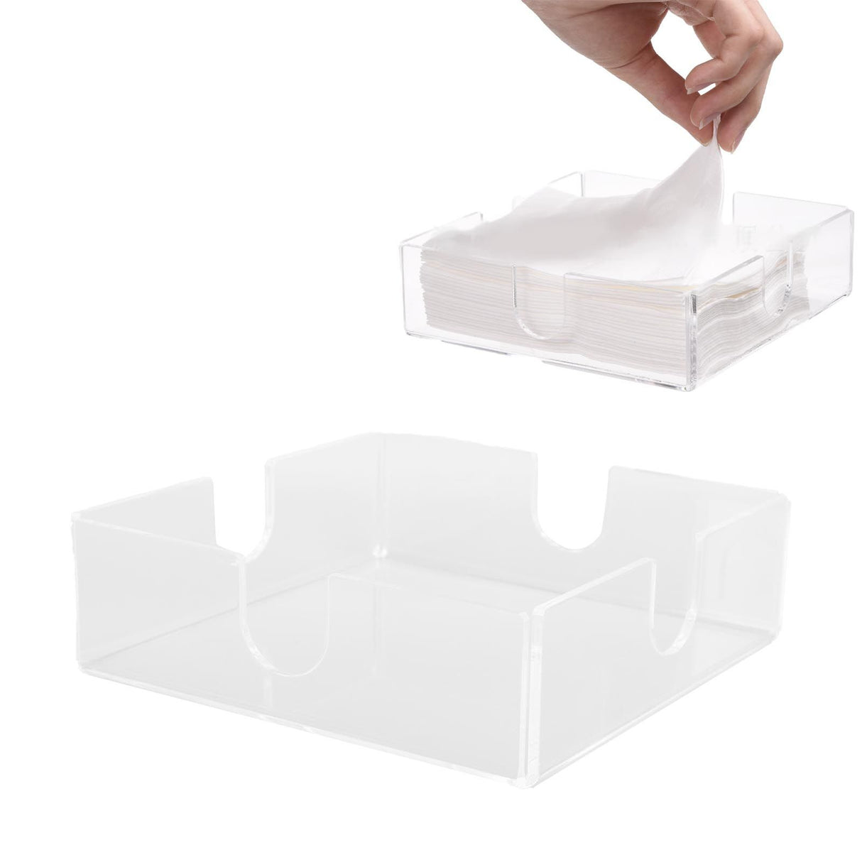 Acrylic Napkin Holder Square Elegant Clear Tabletop Tissue Dispenser for Kitchen Restaurant Bar