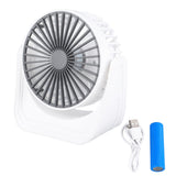 Desktop Mini Fan 1200mAh USB Rechargeable White 3 Speed 360 Degree Rotation Small Table Fan for Travel Camping Home