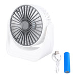 Desktop Mini Fan 1200mAh USB Rechargeable White 3 Speed 360 Degree Rotation Small Table Fan for Travel Camping Home