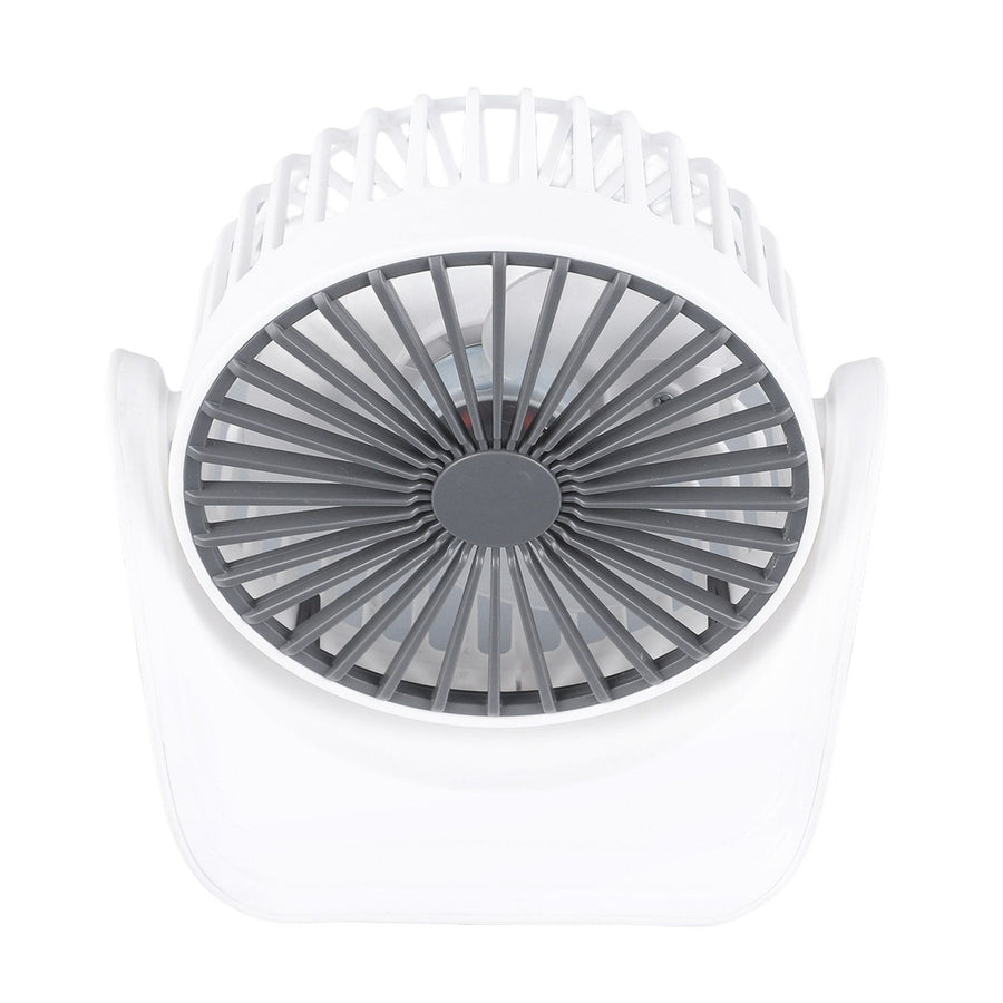Desktop Mini Fan 1200mAh USB Rechargeable White 3 Speed 360 Degree Rotation Small Table Fan for Travel Camping Home