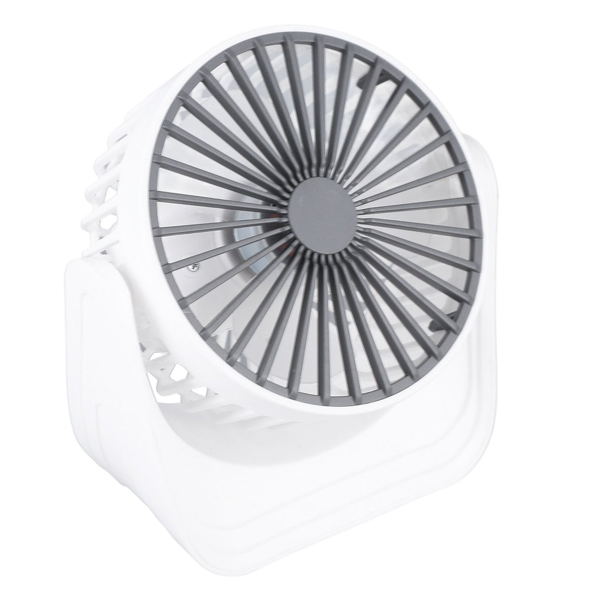 Desktop Mini Fan 1200mAh USB Rechargeable White 3 Speed 360 Degree Rotation Small Table Fan for Travel Camping Home