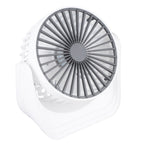 Desktop Mini Fan 1200mAh USB Rechargeable White 3 Speed 360 Degree Rotation Small Table Fan for Travel Camping Home