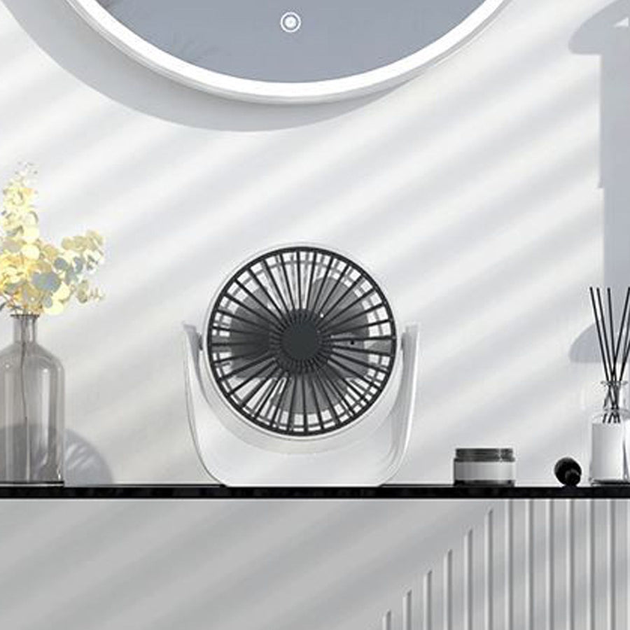 Desktop Mini Fan 1200mAh USB Rechargeable White 3 Speed 360 Degree Rotation Small Table Fan for Travel Camping Home
