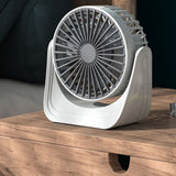 Desktop Mini Fan 1200mAh USB Rechargeable White 3 Speed 360 Degree Rotation Small Table Fan for Travel Camping Home