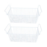 2Pcs Freezer Organizer Bins Steel Wire Large Capacity Strong Bearing Freezer Basket with Handle for Closet Countertops 56.5 X 25.2 X 24cm / 22.2 X 9.9 X 9.4in (L X W X H) with 7cm / 2.8in Handle