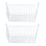 2Pcs Freezer Organizer Bins Steel Wire Large Capacity Strong Bearing Freezer Basket with Handle for Closet Countertops 56.5 X 25.2 X 24cm / 22.2 X 9.9 X 9.4in (L X W X H) with 7cm / 2.8in Handle