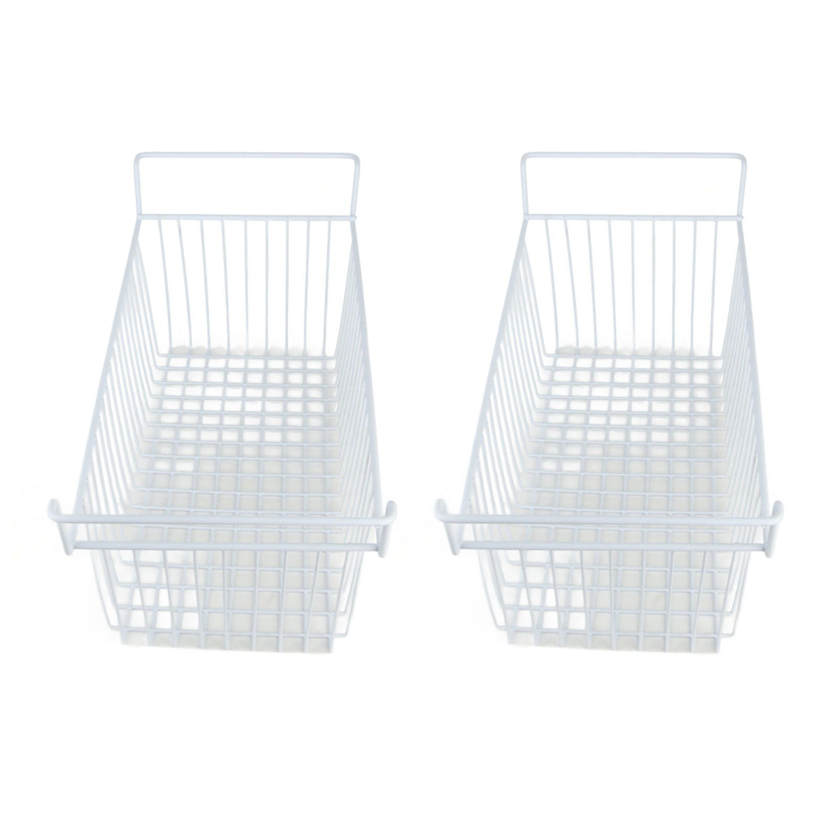 2Pcs Freezer Organizer Bins Steel Wire Large Capacity Strong Bearing Freezer Basket with Handle for Closet Countertops 56.5 X 25.2 X 24cm / 22.2 X 9.9 X 9.4in (L X W X H) with 7cm / 2.8in Handle