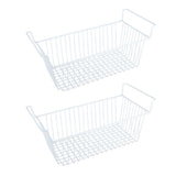 2Pcs Freezer Organizer Bins Steel Wire Large Capacity Strong Bearing Freezer Basket with Handle for Closet Countertops 56.5 X 25.2 X 24cm / 22.2 X 9.9 X 9.4in (L X W X H) with 7cm / 2.8in Handle