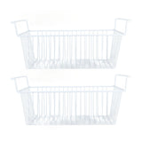 2Pcs Freezer Organizer Bins Steel Wire Large Capacity Strong Bearing Freezer Basket with Handle for Closet Countertops 56.5 X 25.2 X 24cm / 22.2 X 9.9 X 9.4in (L X W X H) with 7cm / 2.8in Handle - Rear View