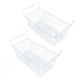 2Pcs Freezer Organizer Bins Steel Wire Large Capacity Strong Bearing Freezer Basket with Handle for Closet Countertops 56.5 X 25.2 X 24cm / 22.2 X 9.9 X 9.4in (L X W X H) with 7cm / 2.8in Handle