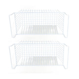 2Pcs Freezer Organizer Bins Steel Wire Large Capacity Strong Bearing Freezer Basket with Handle for Closet Countertops 56.5 X 25.2 X 24cm / 22.2 X 9.9 X 9.4in (L X W X H) with 7cm / 2.8in Handle