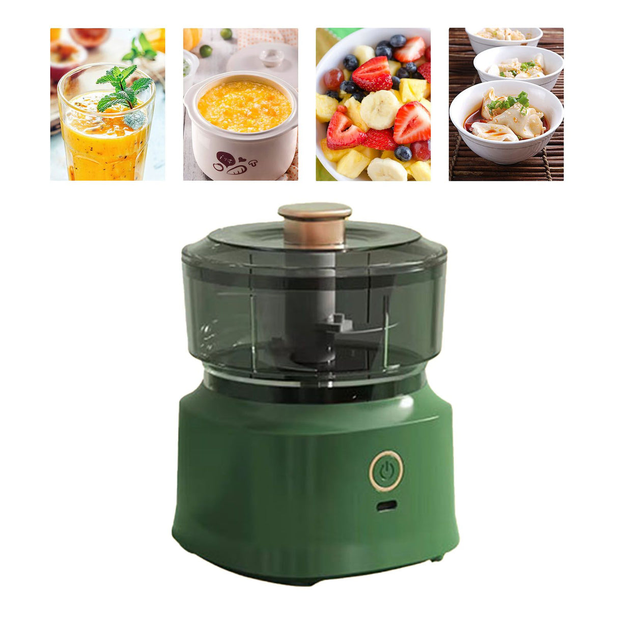 Electric Meat Chopper Grinder Blender Multifunctional Stainless Steel Blades Efficient Safe Food Blender for Kitchen Light Green