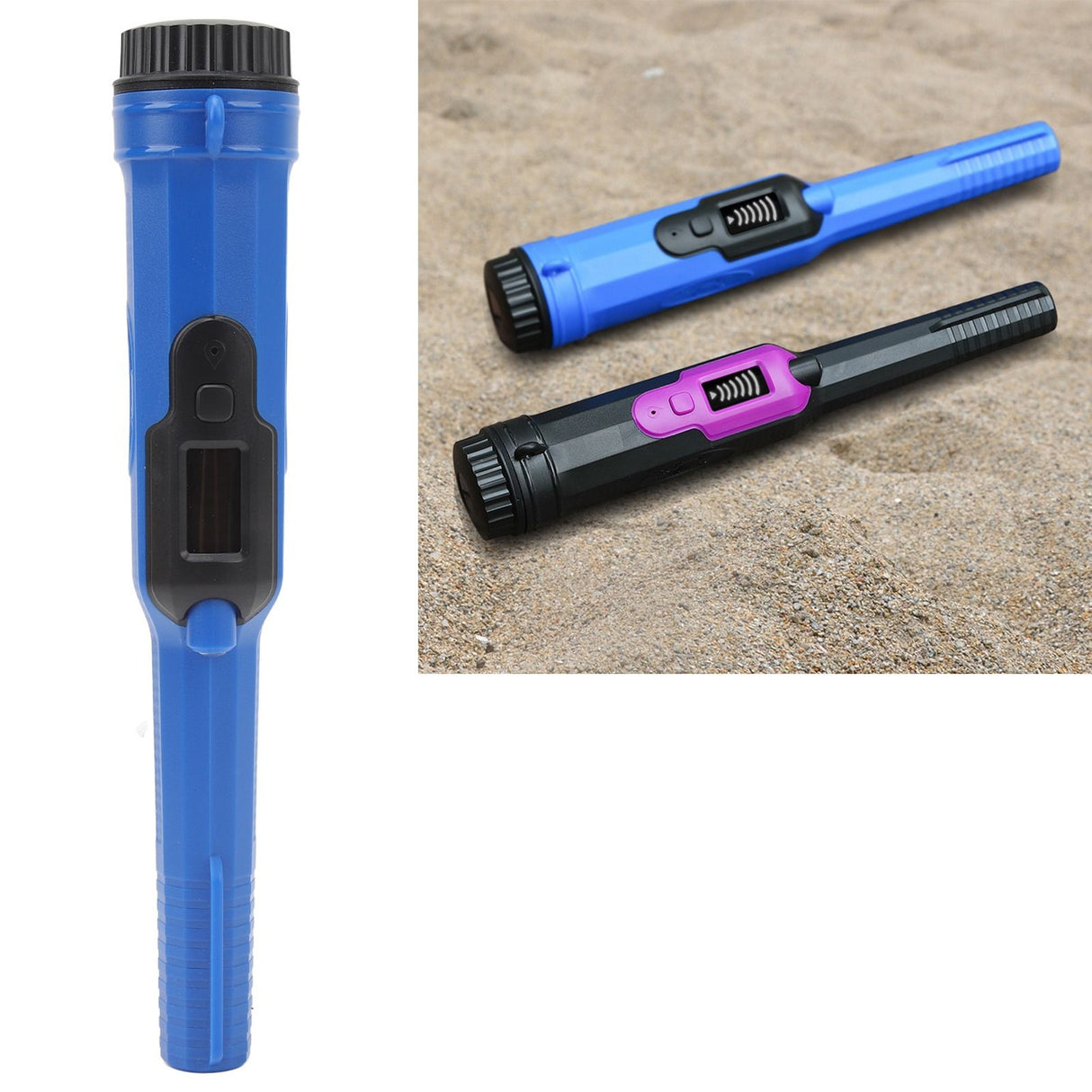 Metal Detector Outdoor Treasure Hunting Expedition Detector Bar Waterproof High Sensitivity Positioning Pointer Blue and Black