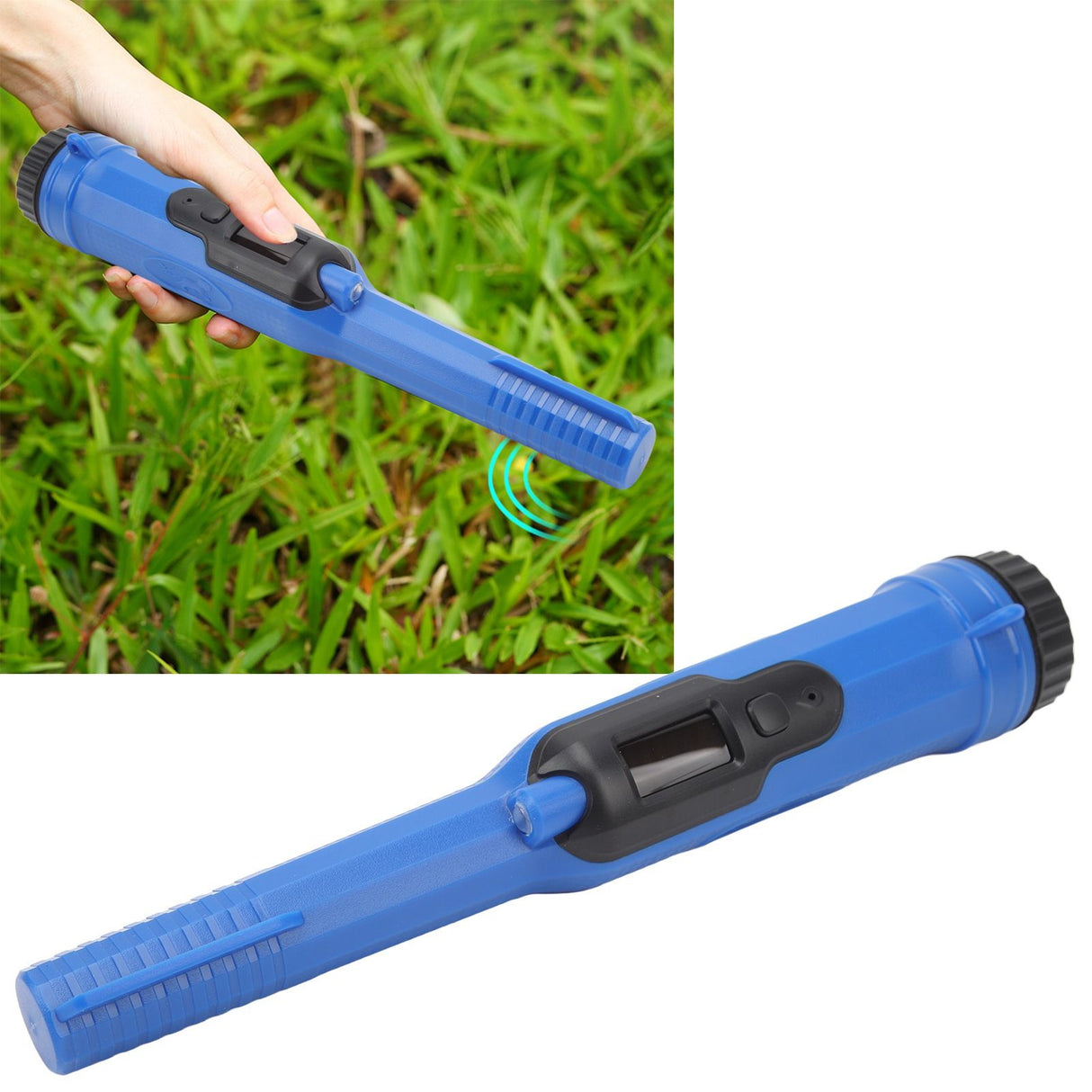 Metal Detector Outdoor Treasure Hunting Expedition Detector Bar Waterproof High Sensitivity Positioning Pointer Blue and Black