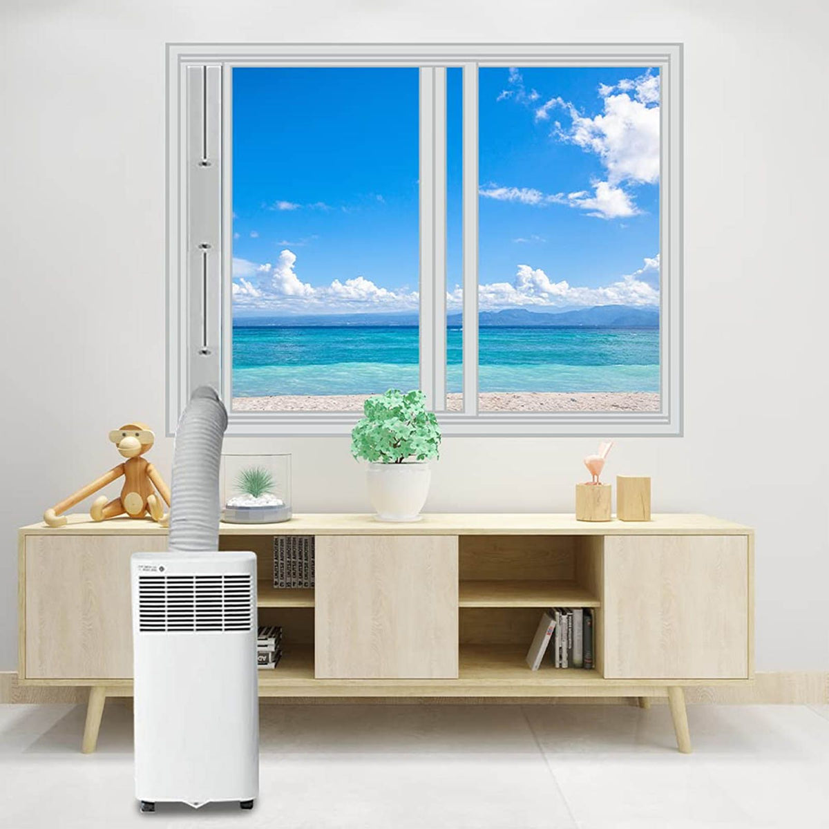 Air Conditioner Window Vent Kit PVC Easy Installation Seamless Universal Adjustable Air Conditioner Window Accessory 4 Plates for 140cm Window
