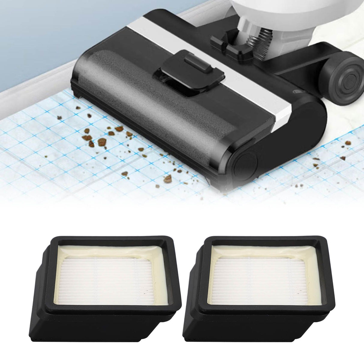 2PCS Vacuum Cleaner Filter ABS Reusable Washable High Efficiency Particulate Air Filter Replacement Part for Midea X8 X9 X9 Pro Floor Cleaner