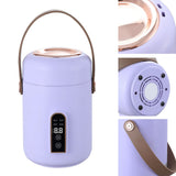 Mini Rice Cooker Efficient Heating Insulated Portable Multifunction Soup Porridge Stewpot for Home Office Dorm Purple - Top-Down View