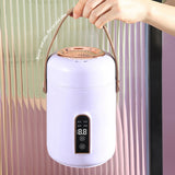 Mini Rice Cooker Efficient Heating Insulated Portable Multifunction Soup Porridge Stewpot for Home Office Dorm Purple - Extra Image