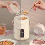 Mini Rice Cooker Efficient Heating Insulated Portable Multifunction Soup Porridge Stewpot for Home Office Dorm White