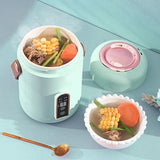 Mini Rice Cooker Efficient Heating Insulated Portable Multifunction Soup Porridge Stewpot for Home Office Dorm Green - 45-Degree Angle