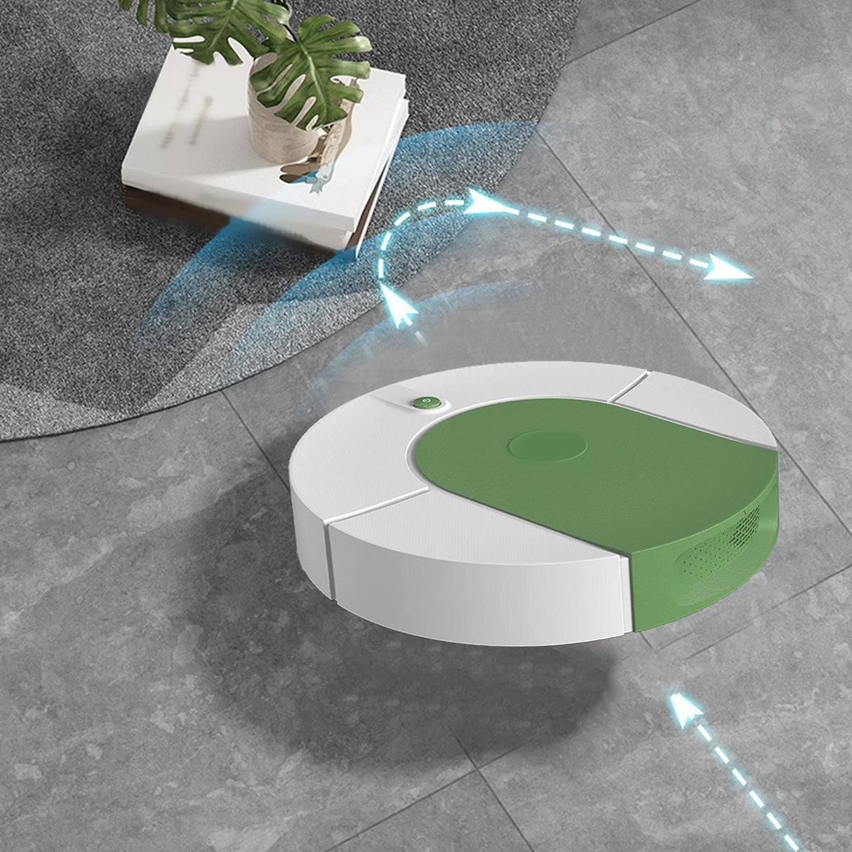 Robot Vacuum Cleaner Strong Suction Automatic USB Rechargeable Sweeping Robot for Ceramic Tiles Hard Floors Green