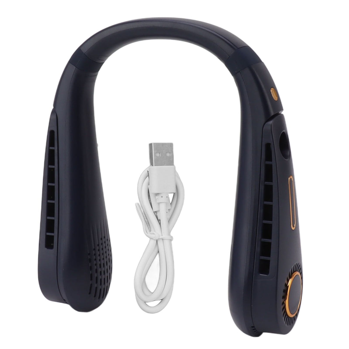 Neck Fan Bladeless USB Charging 5 Speeds Adjustable Wearable Portable Hanging Neck Fan for Outdoor Blue