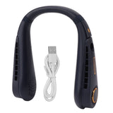 Neck Fan Bladeless USB Charging 5 Speeds Adjustable Wearable Portable Hanging Neck Fan for Outdoor Blue - Side View