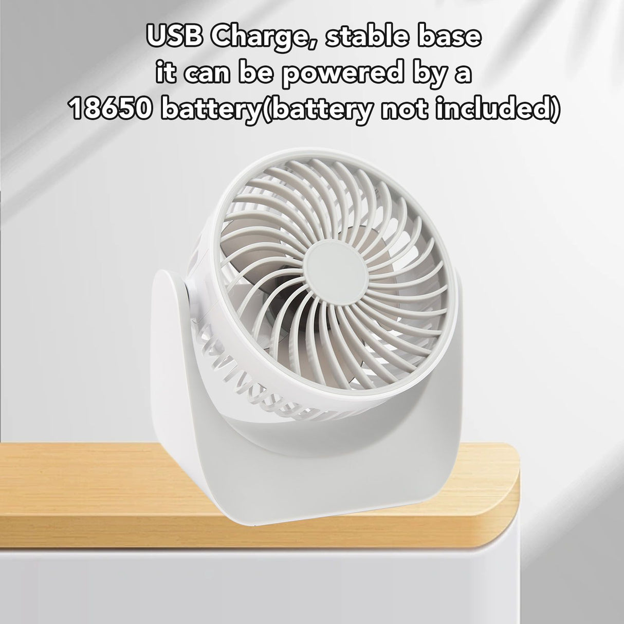 USB Desk Fan 3 Speed Modes Stable Base Rotatable Head USB Charge Small Desk Fan for Family Office School
