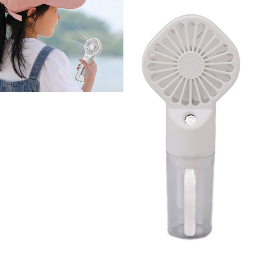 Portable Handheld Misting Fan USB Rechargeable Water Spray Mist Fan with 4 Gear Speed White