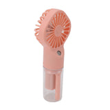 Portable Handheld Misting Fan USB Rechargeable Water Spray Mist Fan with 4 Gear Speed Pink - Front View