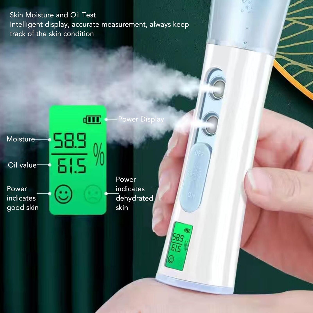 Double Headed Nano Facial Steamer Moisturizing Hydrating Face Sprayer With LCD Screen Display