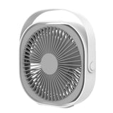 Small Desk Fan 6 Inch Quiet Mini Portable USB Rechargeable Desktop Fan for Home and Office White - Front View