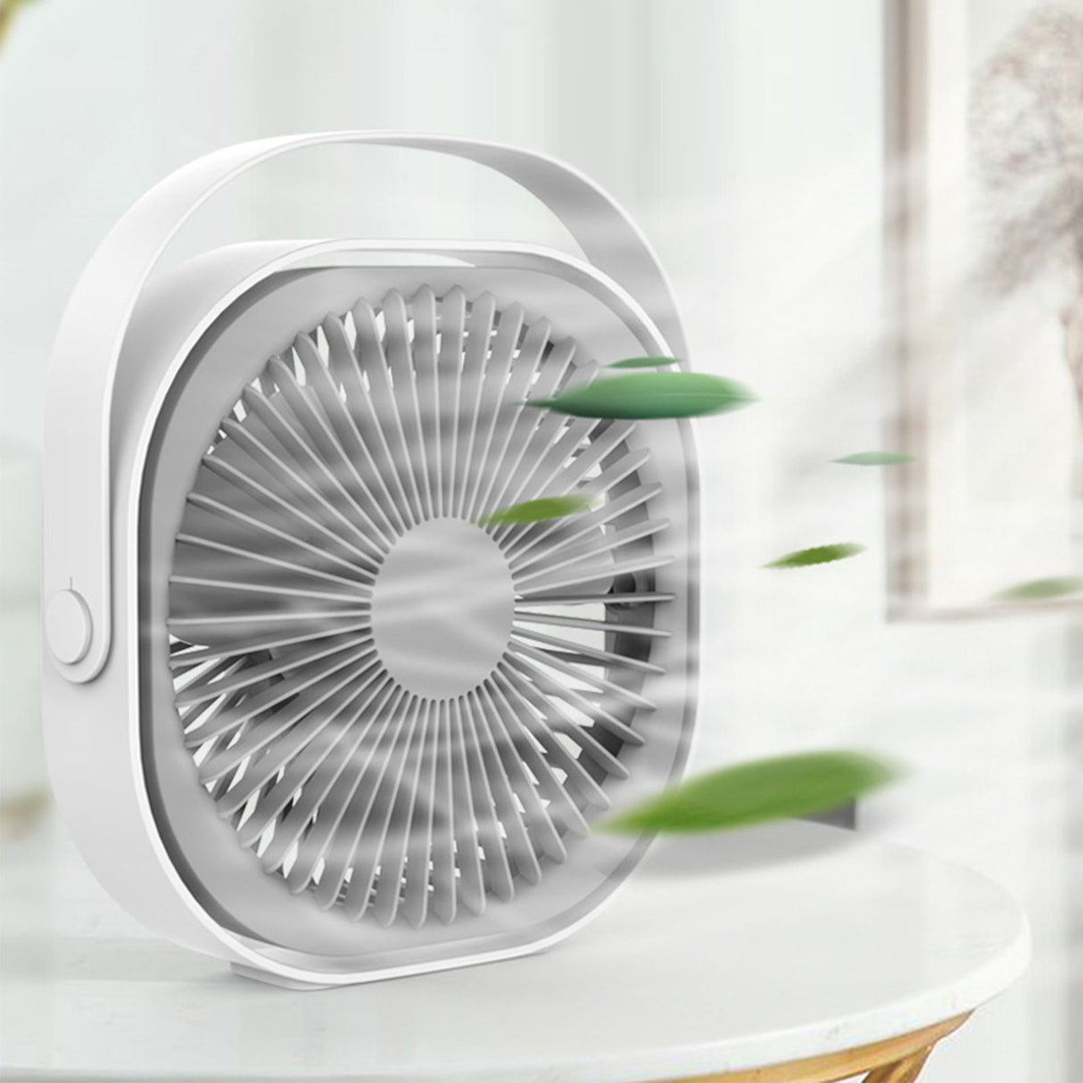 Small Desk Fan 6 Inch Quiet Mini Portable USB Rechargeable Desktop Fan for Home and Office White