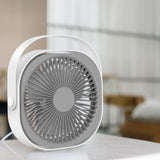 Small Desk Fan 6 Inch Quiet Mini Portable USB Rechargeable Desktop Fan for Home and Office White