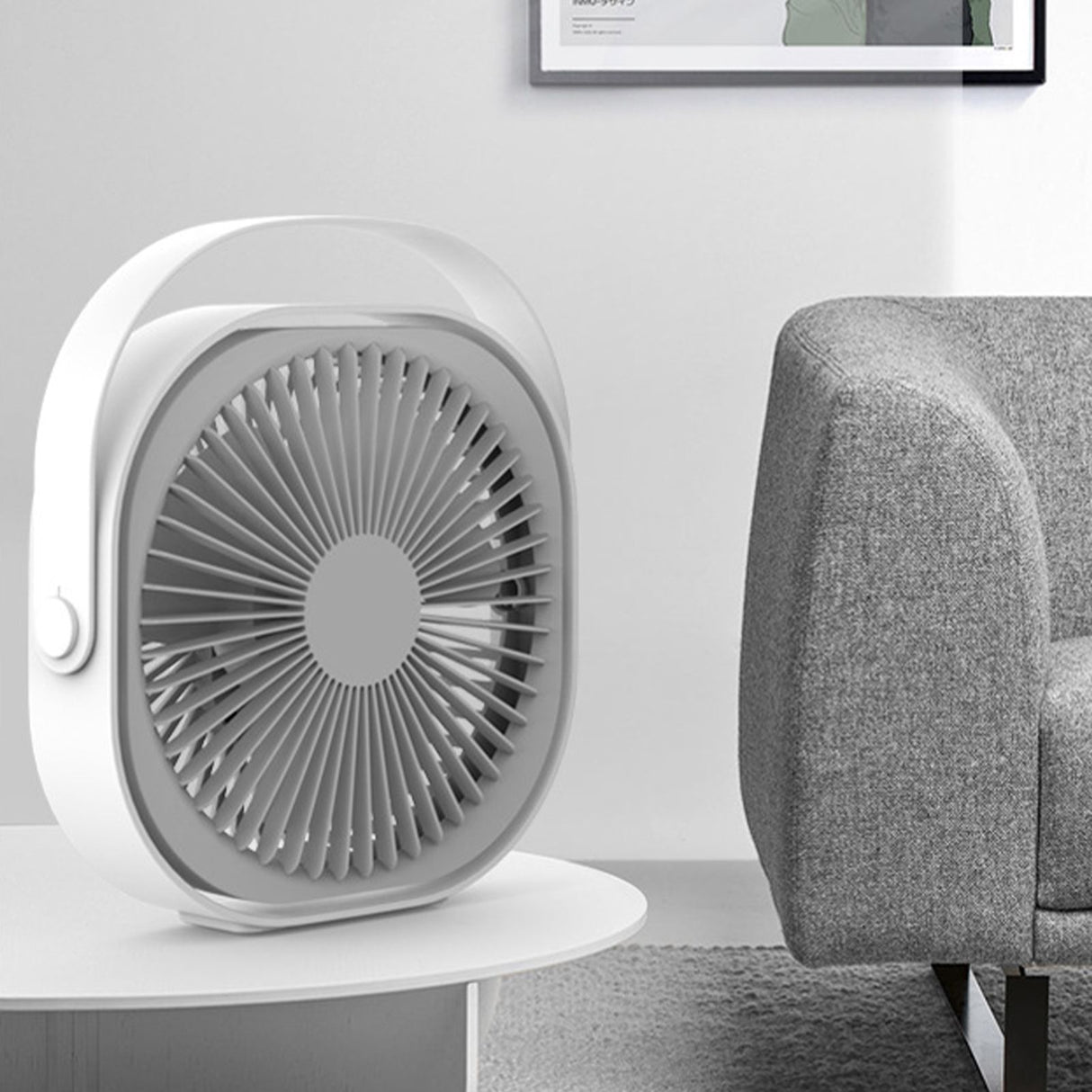 Small Desk Fan 6 Inch Quiet Mini Portable USB Rechargeable Desktop Fan for Home and Office White