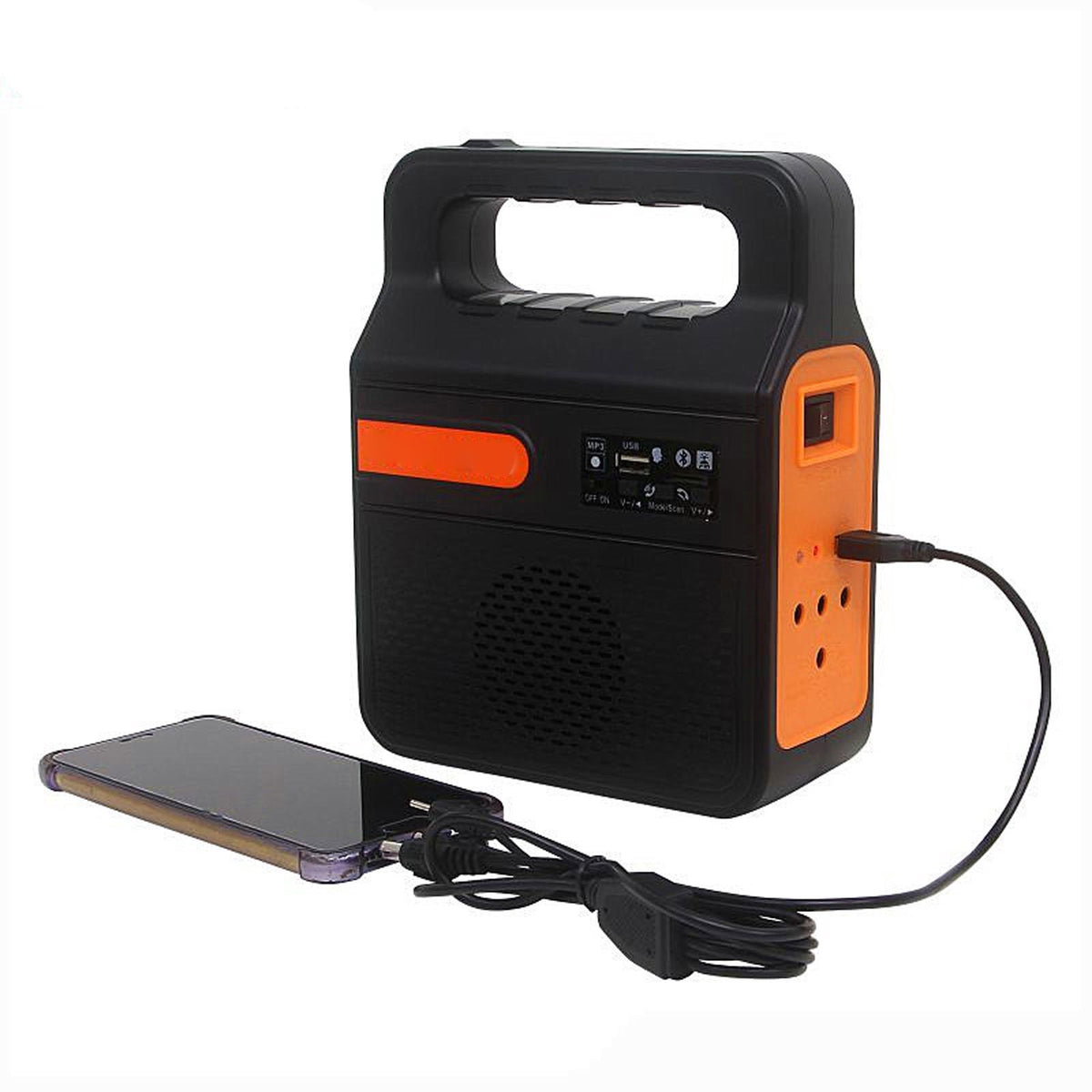 Solar Power Bank 6000mAh Bright Headlight Panel Light 3 Bulbs Portable Handle Solar Generator for Camping Travel