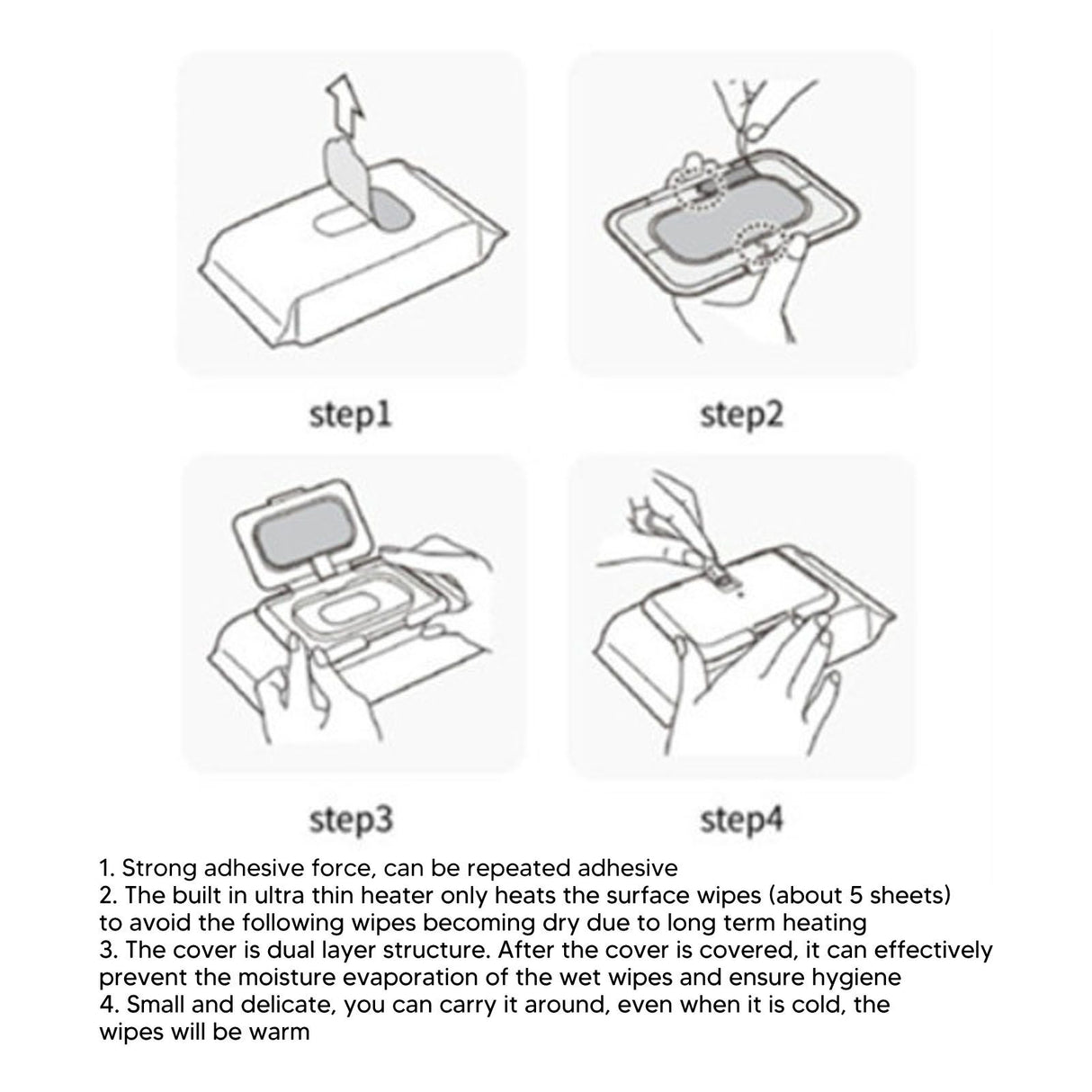 USB Wet Wipe Heater Constant Temperature Portable Baby Wipes Warmer for Household Car Outdoor Pink