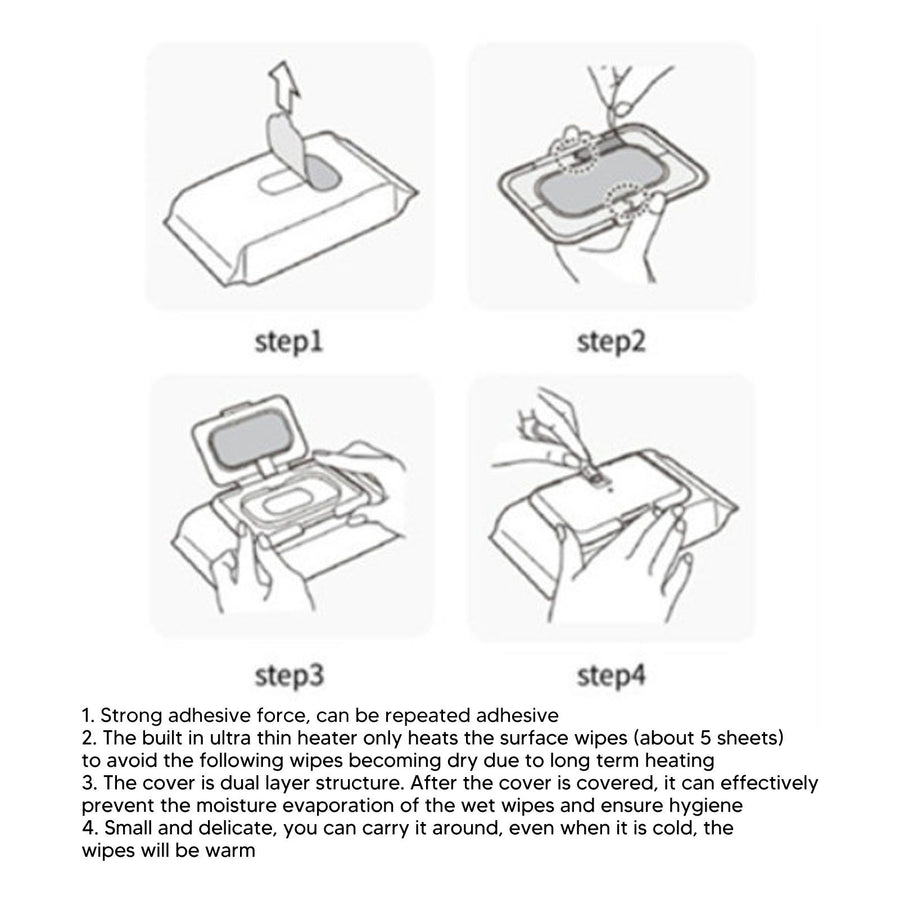 USB Wet Wipe Heater Constant Temperature Portable Baby Wipes Warmer for Household Car Outdoor White