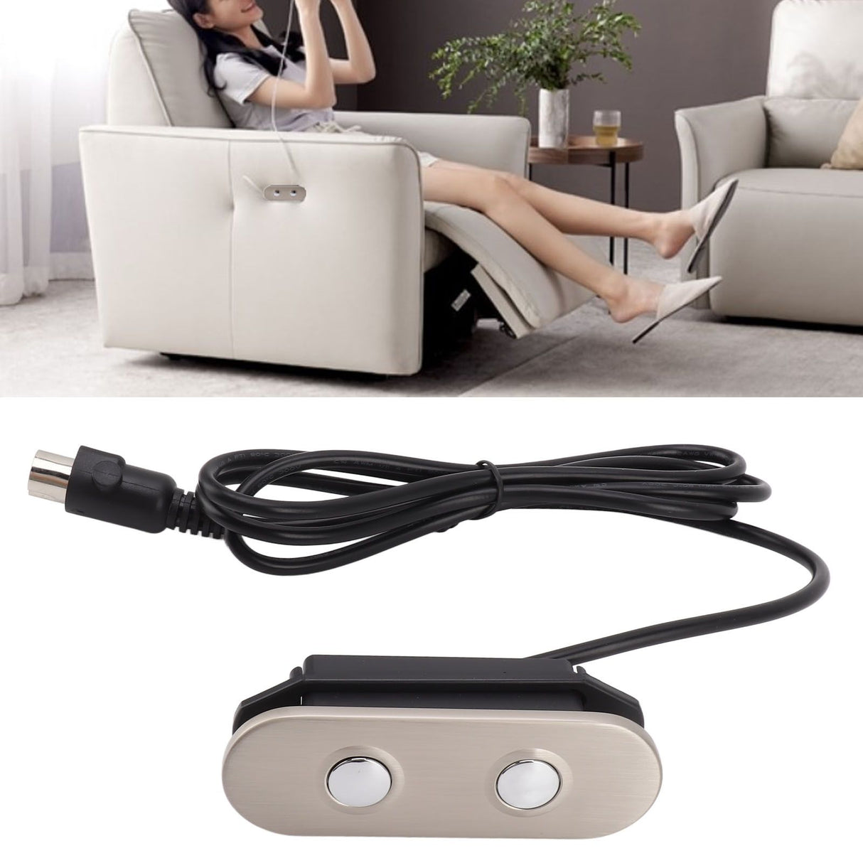 Electric Recliner Controller Zinc Alloy 2 Button 5 Pin Electric Sofa Lift Chair Hand Control Button Switch for Replacement