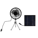 Portable Solar Fan 6W 6 Inches Solar USB Dual Powered Fan For Home Camping Outdoor Fishing With Stretchable Stand - Front View