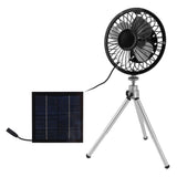 Portable Solar Fan 6W 6 Inches Solar USB Dual Powered Fan For Home Camping Outdoor Fishing With Stretchable Stand - Top-Down View