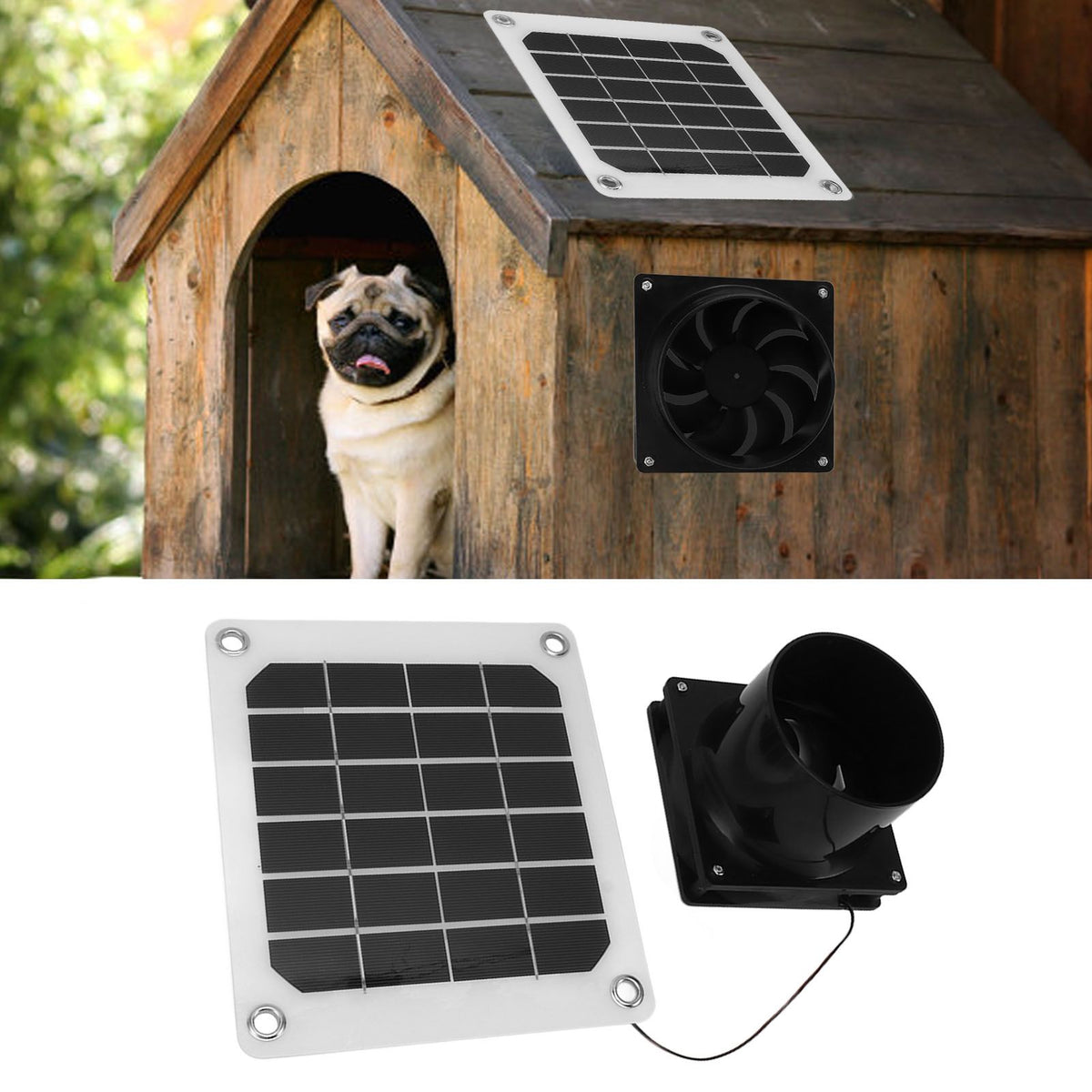 20W Solar Panel Exhaust Fan Kit with Protective Net 6 Inch Portable Solar Powered Fan for Pet Chicken House
