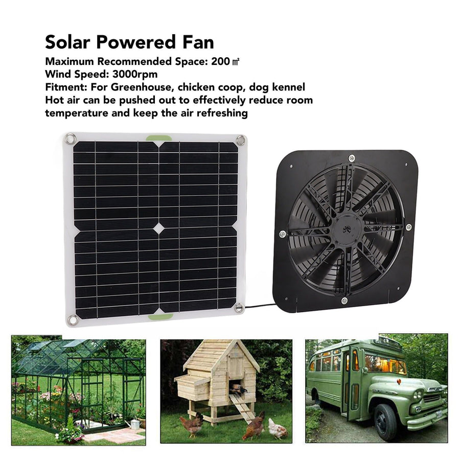 13.5 Inch Solar Powered Fan 100W Round Effective Cooling Solar Panel Fan Kit For Greenhouse Chicken Coop Dog Kennel