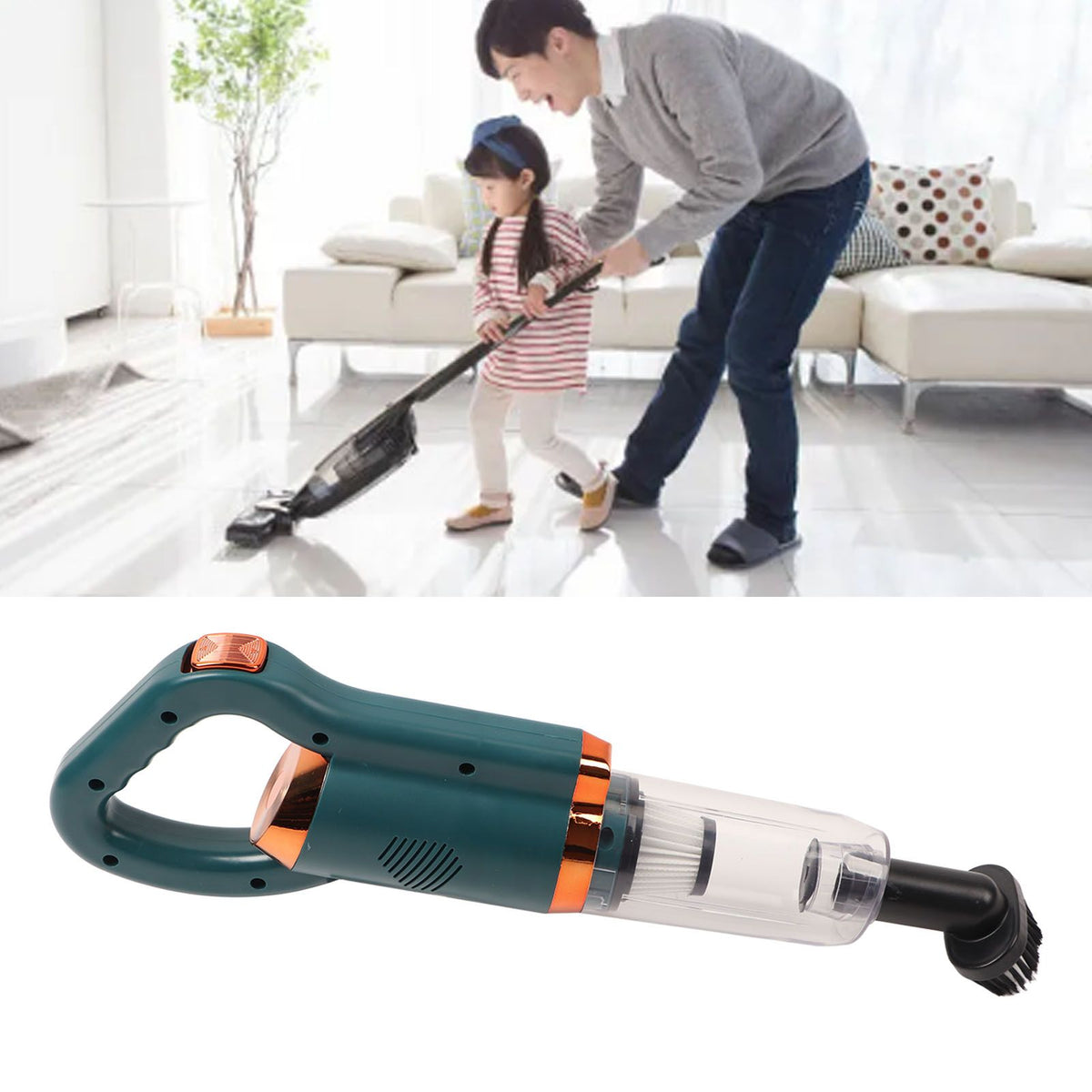 Cordless Vacuum Cleaner Lightweight Stick Vacuum with 8500PA Strong Suction 500ml Dust Cup Handheld Vacuum for Hard Floor Carpet Green