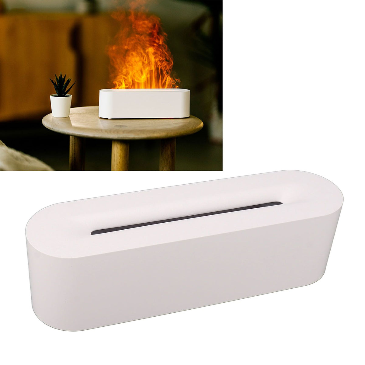 Flame Diffusers 7 Colors USB Portable Practical Simple Operation Fire Air Humidifier for Room Bedroom Office White