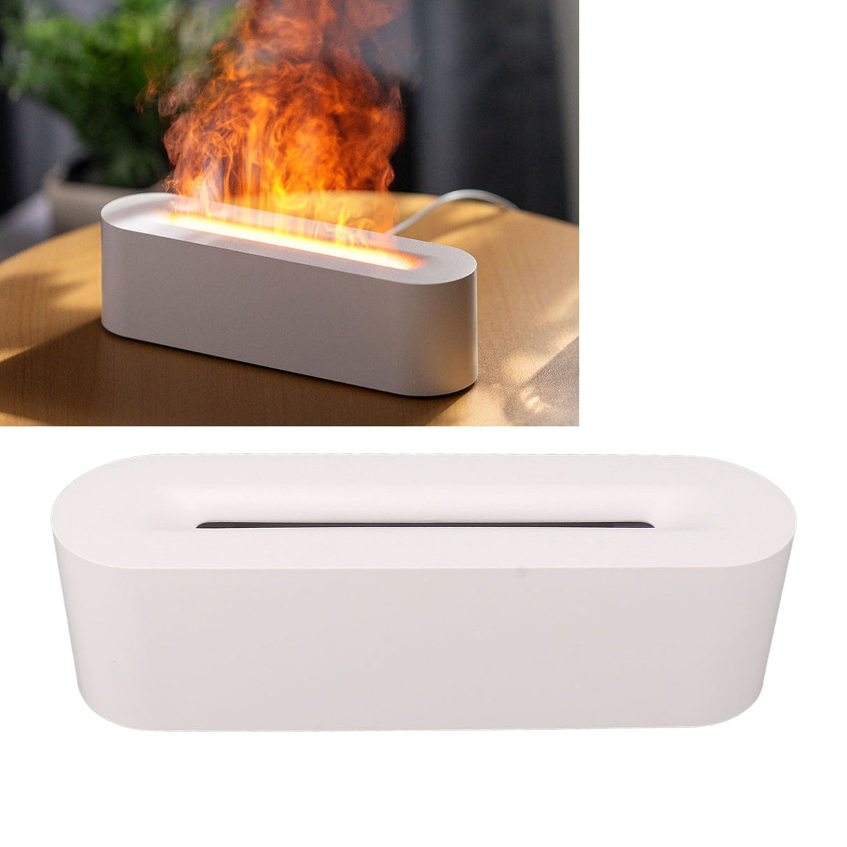 Flame Diffusers 7 Colors USB Portable Practical Simple Operation Fire Air Humidifier for Room Bedroom Office White