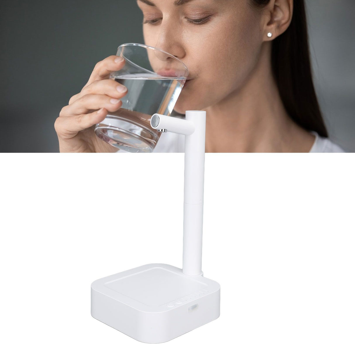 Water Dispenser Countertop 7 Stage Quantitative Water Pump Portable White Electric Water Dispenser Desktop for Home Room Office Camping